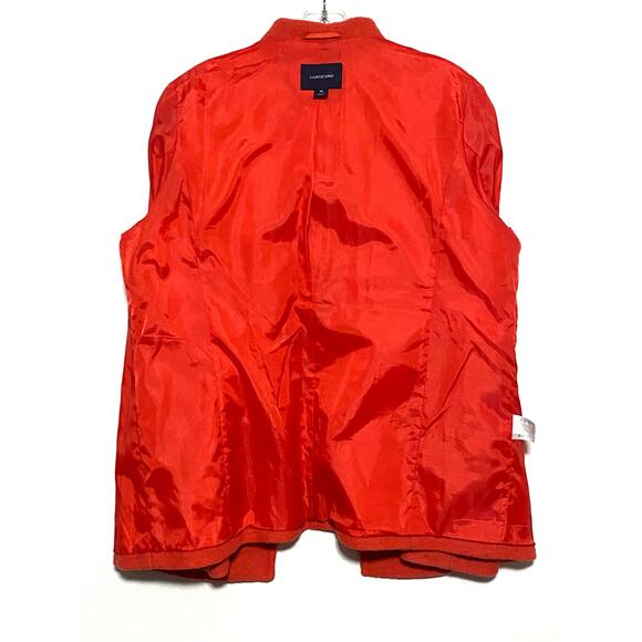 Lands End Jacket Orange Boiled Wool Rayon Blend Three Button Womens 14 Lined - Picture 7 of 9